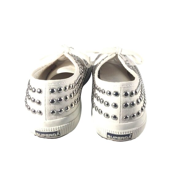 Superga Women's White Canvas Size 8 Studded Sneaker Shoes - Picture 5 of 10